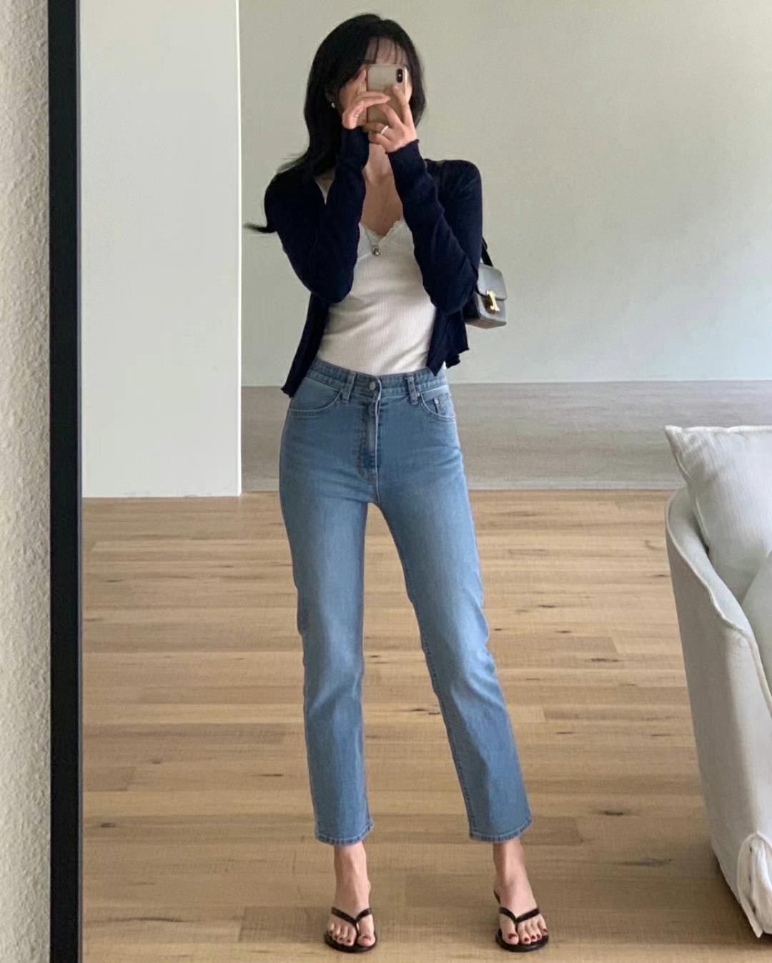 BEE韓國直郵㊣東大門實拍女裝新款25春夏休閑推薦人氣牛仔褲BEE牛仔褲