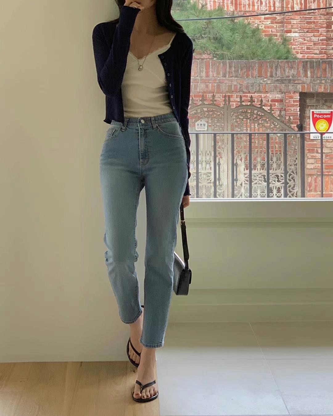 BEE韓國直郵㊣東大門實拍女裝新款25春夏休閑推薦人氣牛仔褲BEE牛仔褲