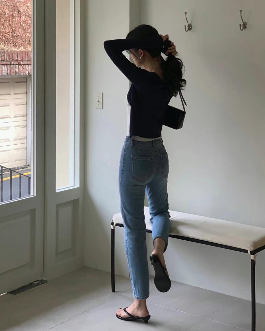 BEE韓國直郵㊣東大門實拍女裝新款25春夏休閑推薦人氣牛仔褲BEE牛仔褲