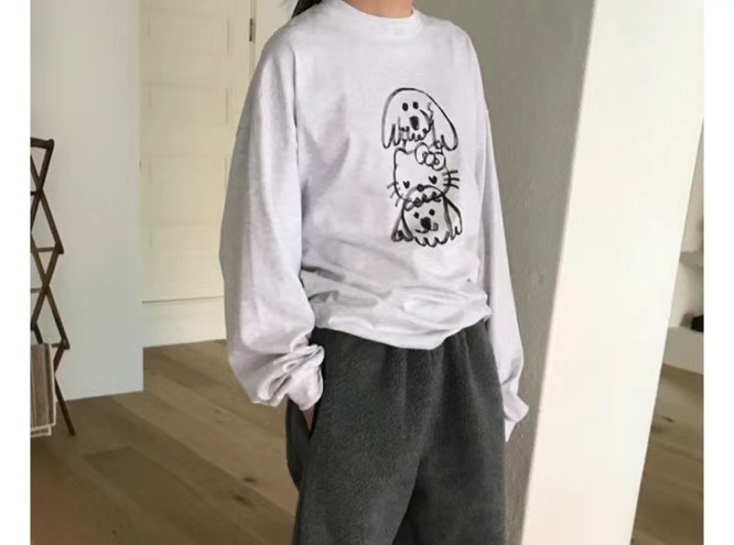 FLAT韓國㊣直郵東大門代購女裝新品休閑時尚人氣推薦長袖T恤FLAT長袖T恤