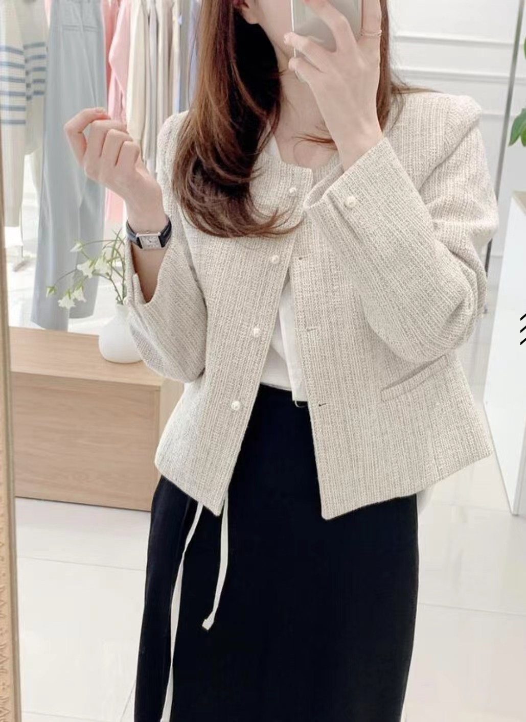 DOUBLEIN韓國㊣直郵東大門代購女裝新品休閑時尚25春夏夾克花呢DOUBLEIN夾克