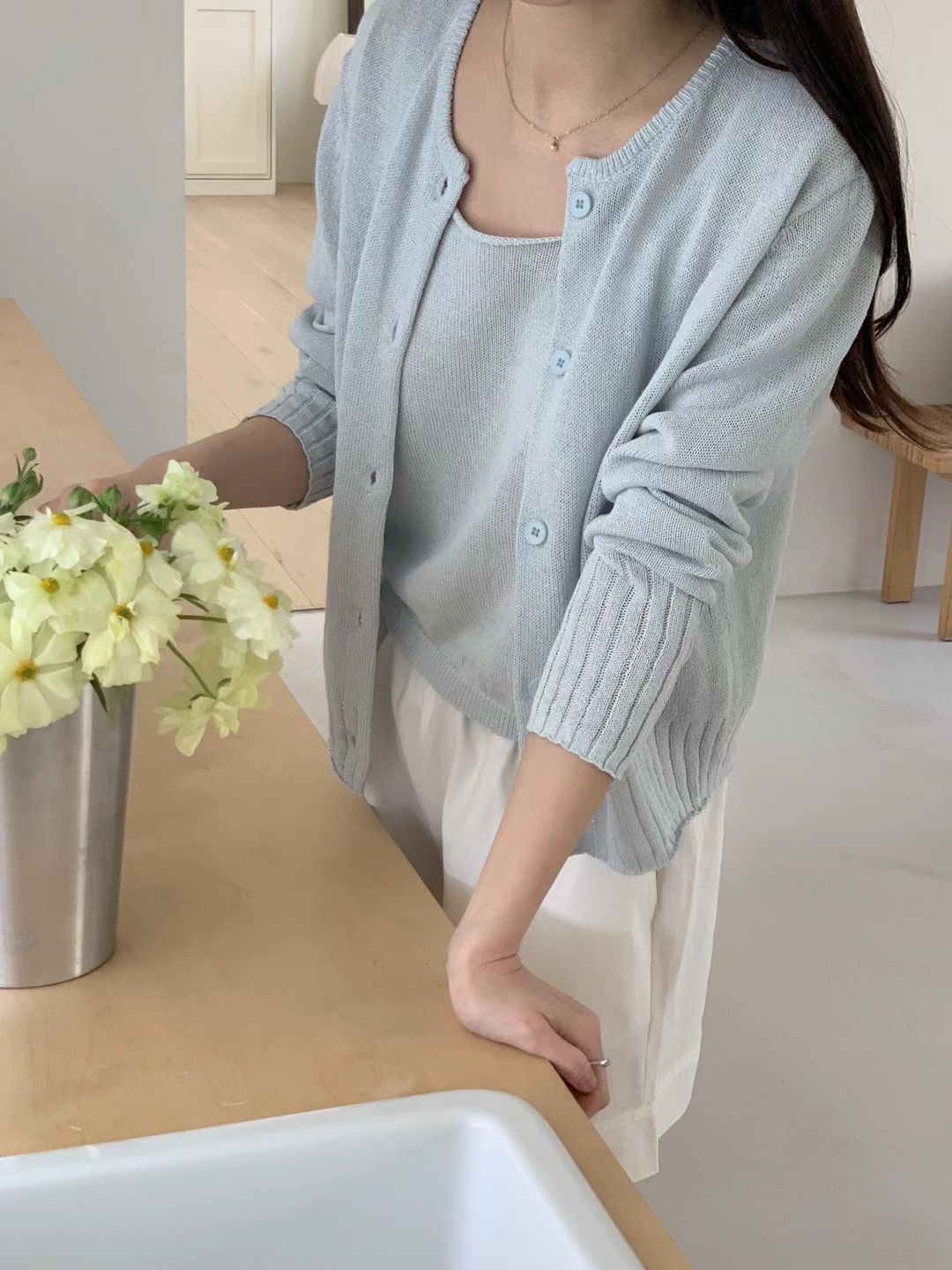 AN STAND韓國直郵㊣東大門實拍女裝新品25春夏時尚套裝開衫AN STAND-2件起套裝圖色2