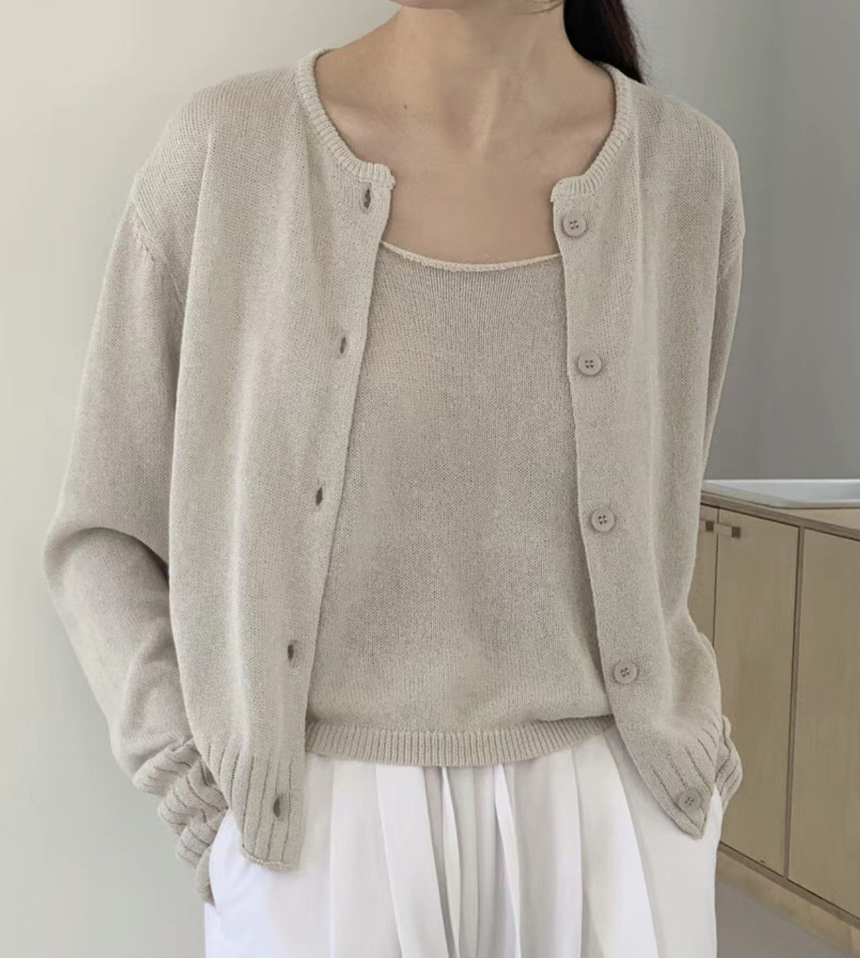 AN STAND韓國直郵㊣東大門實拍女裝新品25春夏時尚套裝開衫AN STAND-2件起套裝圖色3
