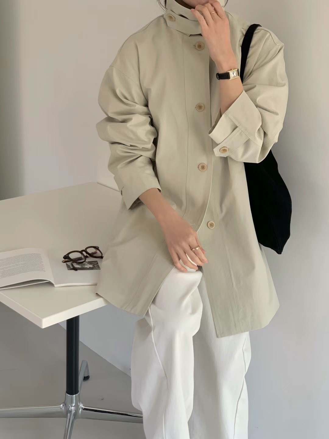 AN STAND韓國直郵㊣東大門實拍女裝新品人氣時尚熱賣長款風衣AN STAND-2件起長款風衣