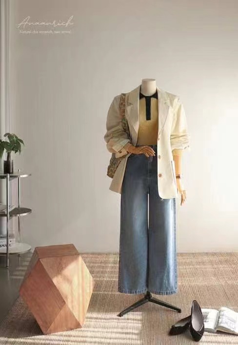 BEE直郵韓國代購㊣女裝新品推薦時尚休閑25春夏牛仔褲含腰繩BEE牛仔褲