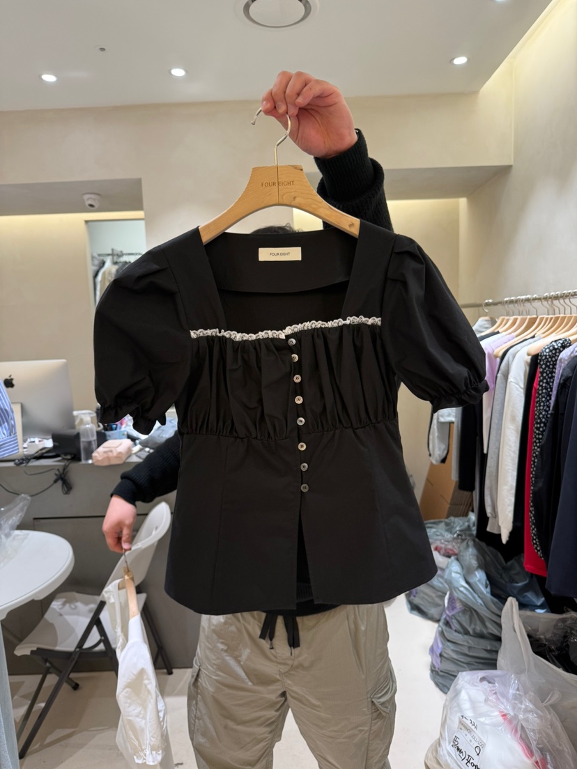 FOUREIGHT韓國直郵㊣東大門實拍女裝新品休閑25春夏襯衫蕾絲衫FOUR EIGHT襯衫/蕾絲衫圖色2