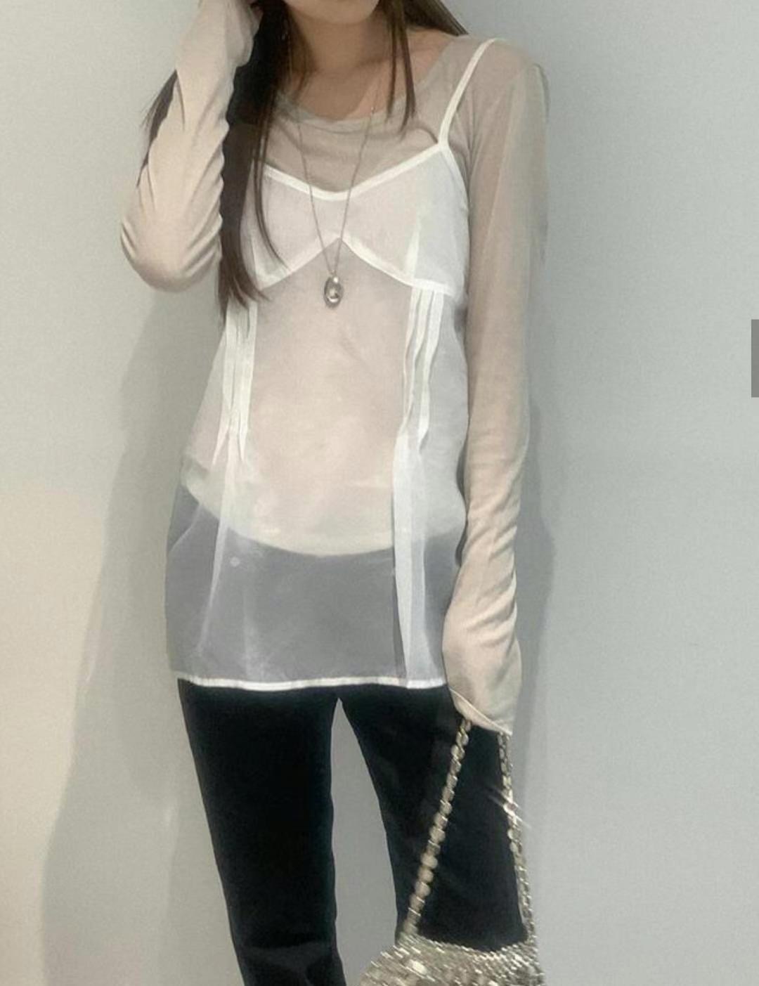 ASKMEAQUESTION韓國直郵㊣女裝新品熱賣人氣推薦吊帶背心透視ASKMEAQUESTION吊帶/背心