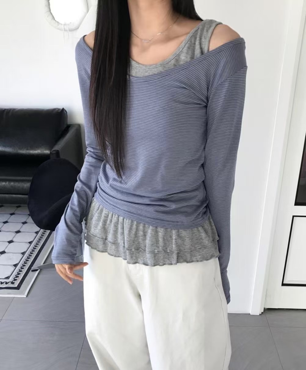 LOVINE韓國直郵㊣女裝新款25春夏人氣熱賣休閑推薦時尚長袖T恤LOVINE長袖T恤圖色4