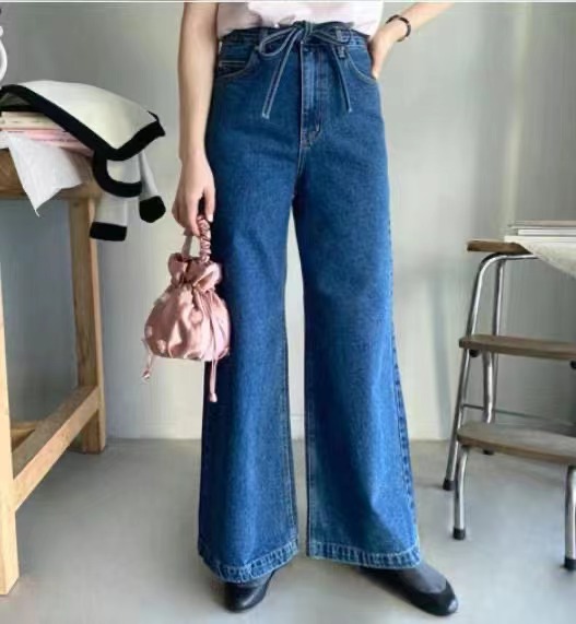 BEE直郵韓國代購㊣女裝新品休閑熱賣推薦人氣25春夏牛仔褲含腰繩BEE牛仔褲