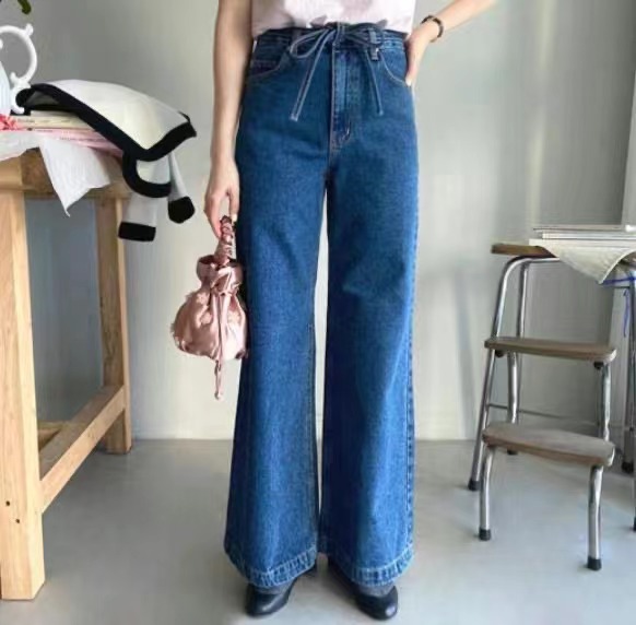 BEE直郵韓國代購㊣女裝新品休閑熱賣推薦人氣25春夏牛仔褲含腰繩BEE牛仔褲