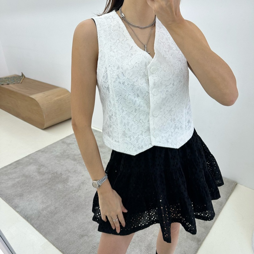 SOUIT直郵韓國代購㊣女裝新款休閑熱賣25春夏時尚推薦馬甲蕾絲SOUIT by mabel-L馬甲