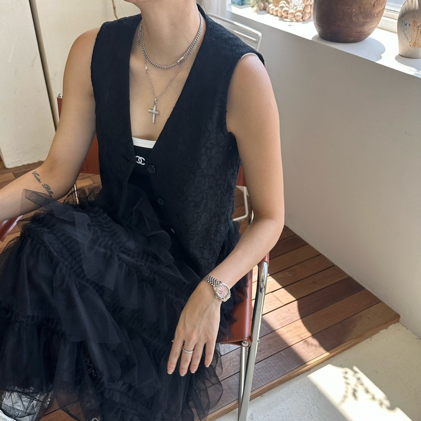 SOUIT直郵韓國代購㊣女裝新款休閑熱賣25春夏時尚推薦馬甲蕾絲SOUIT by mabel-L馬甲