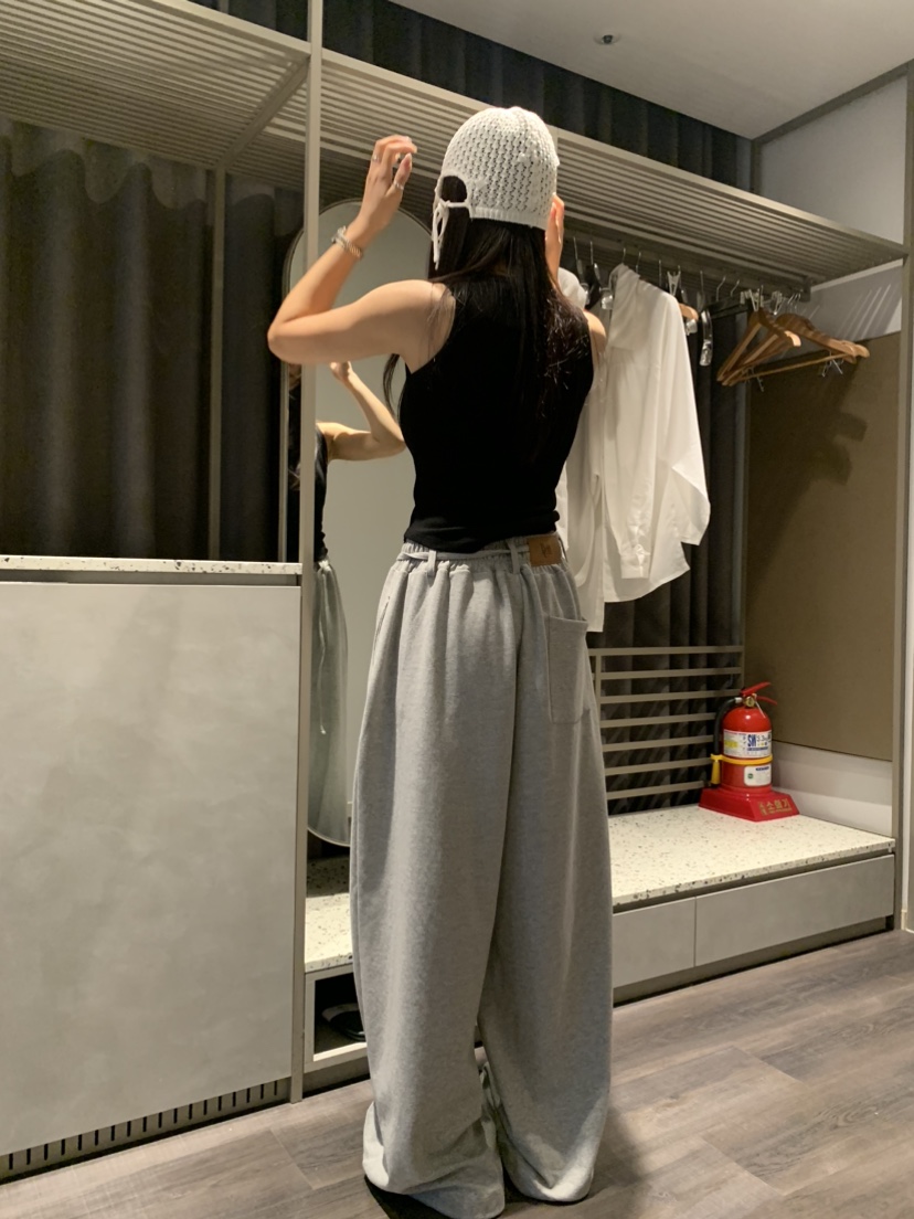 BADCALM直郵韓國代購㊣女裝新款時尚休閑推薦25春夏休閑褲腰帶BADCALM休閑褲
