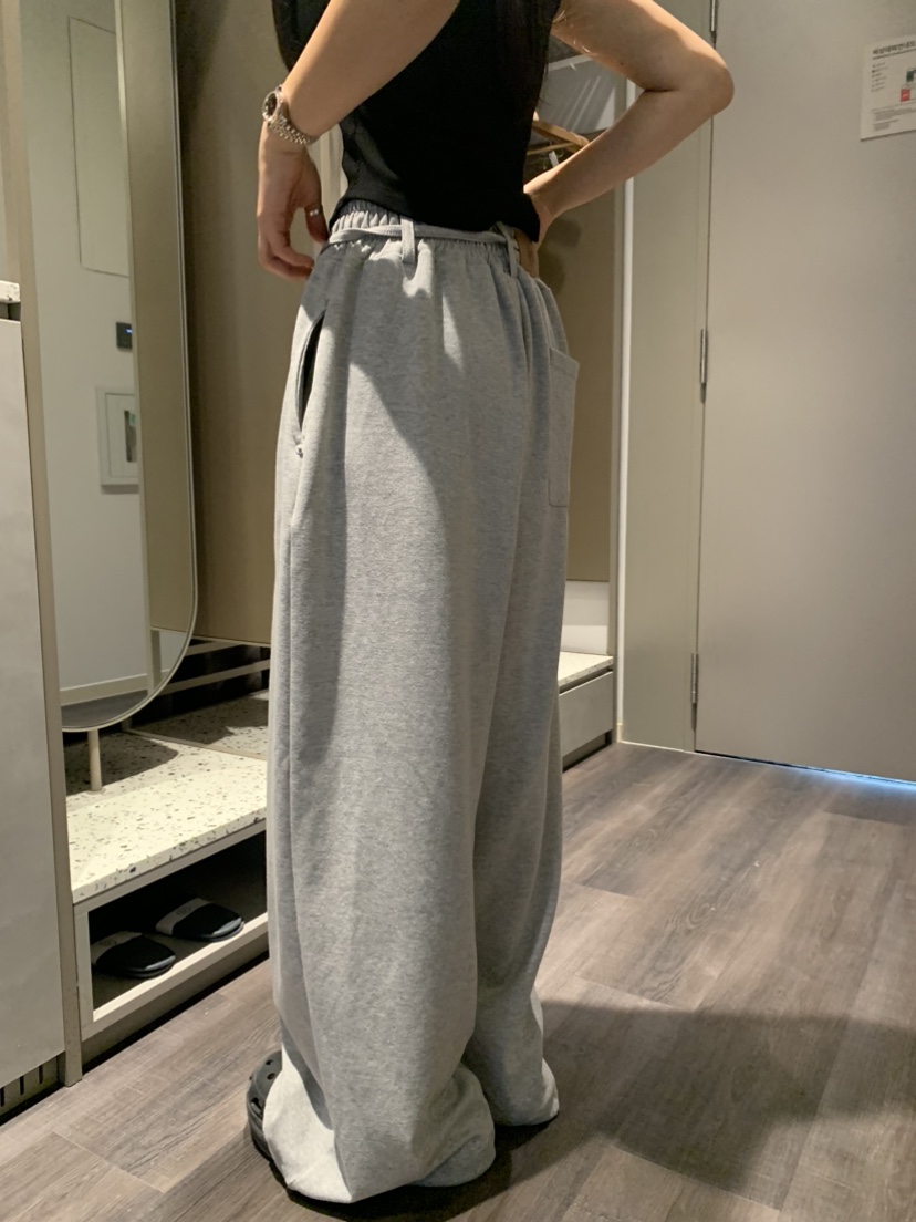 BADCALM直郵韓國代購㊣女裝新款時尚休閑推薦25春夏休閑褲腰帶BADCALM休閑褲