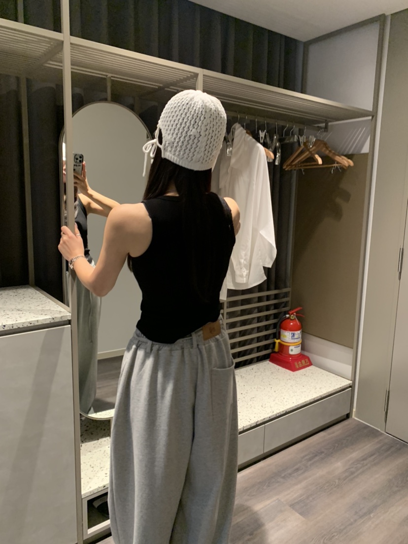 BADCALM直郵韓國代購㊣女裝新款時尚休閑推薦25春夏休閑褲腰帶BADCALM休閑褲