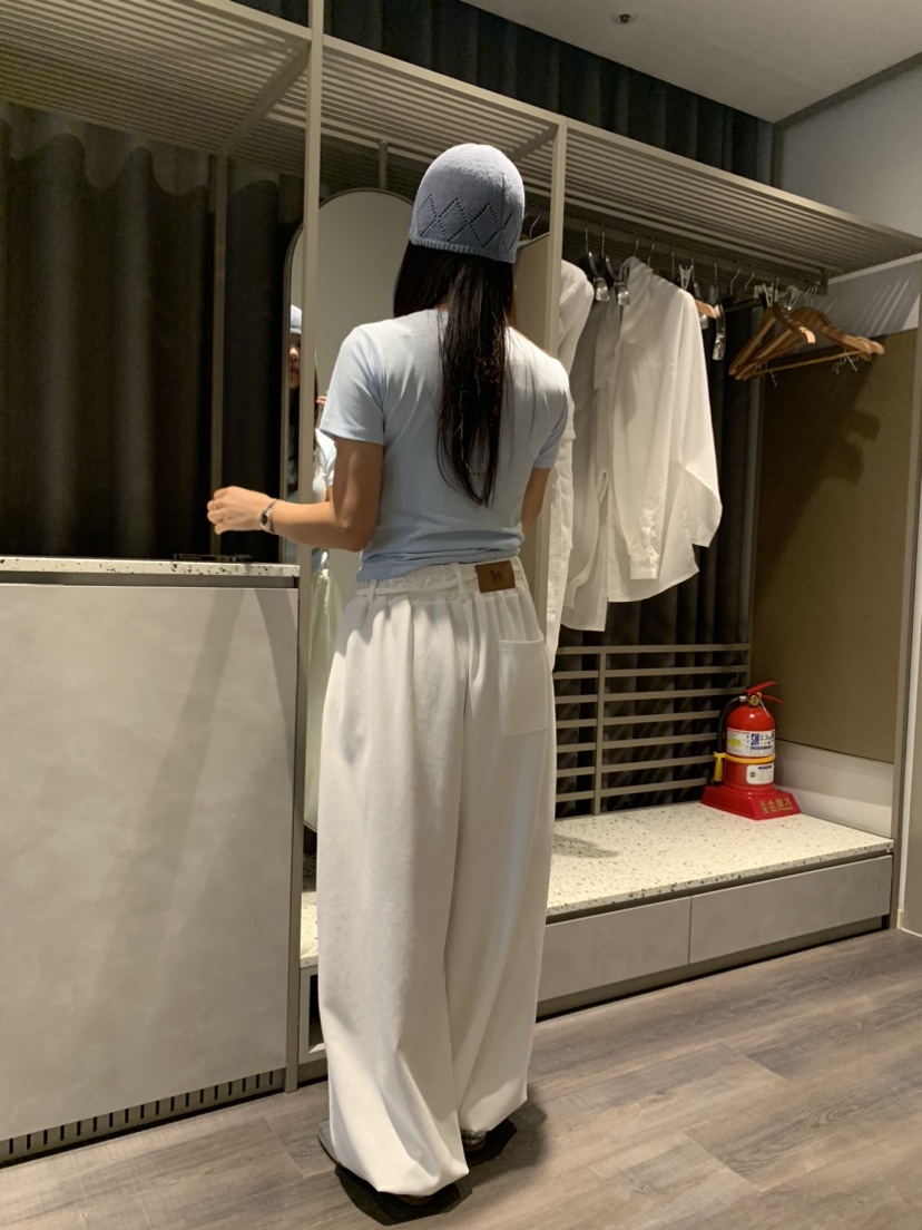 BADCALM直郵韓國代購㊣女裝新款時尚休閑推薦25春夏休閑褲腰帶BADCALM休閑褲