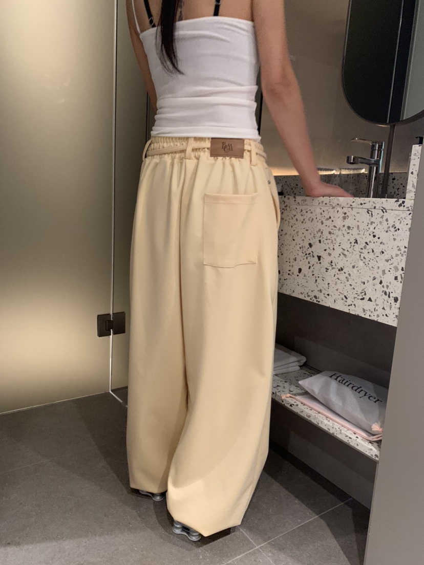 BADCALM直郵韓國代購㊣女裝新款時尚休閑推薦25春夏休閑褲腰帶BADCALM休閑褲