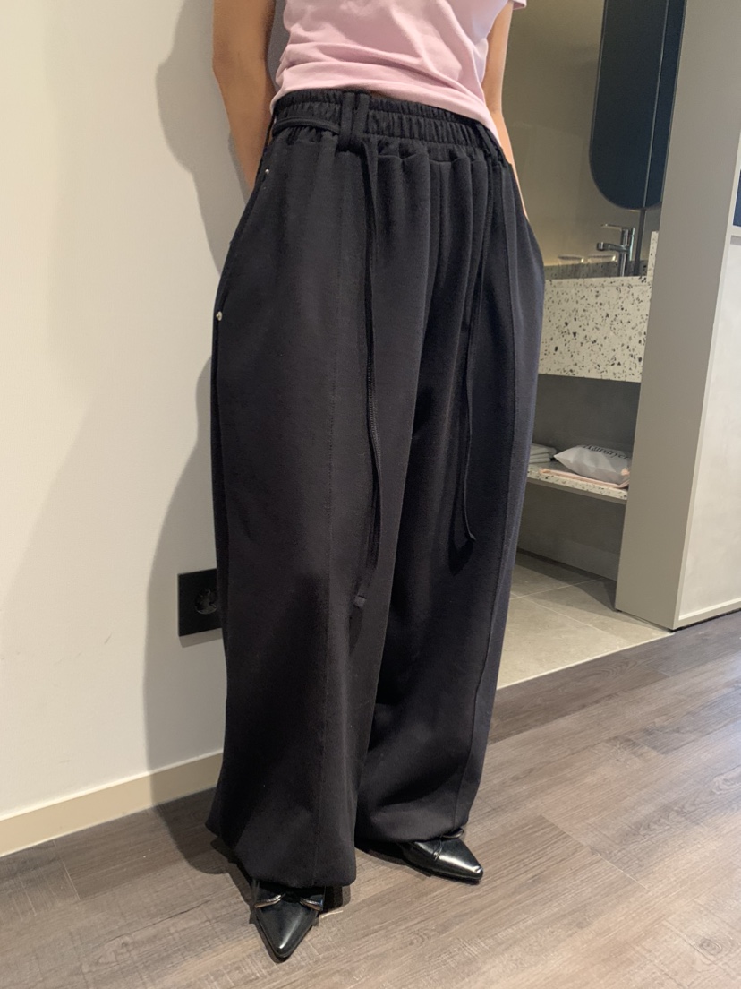 BADCALM直郵韓國代購㊣女裝新款時尚休閑推薦25春夏休閑褲腰帶BADCALM休閑褲
