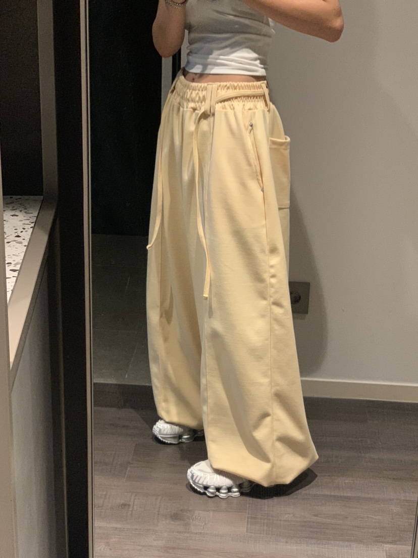 BADCALM直郵韓國代購㊣女裝新款時尚休閑推薦25春夏休閑褲腰帶BADCALM休閑褲圖色2