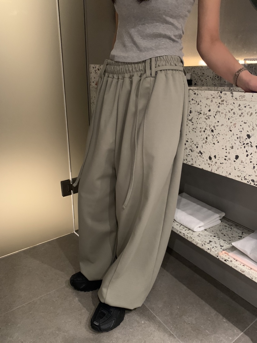 BADCALM直郵韓國代購㊣女裝新款時尚休閑推薦25春夏休閑褲腰帶BADCALM休閑褲圖色3