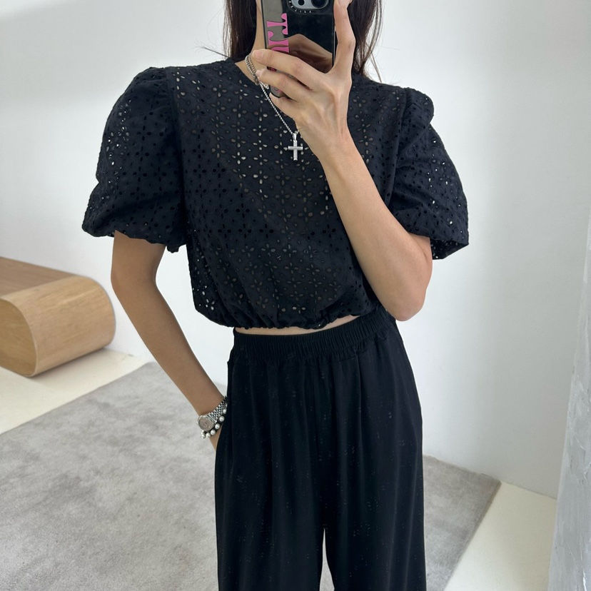 SOUIT直郵韓國代購㊣女裝新款休閑熱賣人氣時尚25春夏襯衫蕾絲衫SOUIT by mabel-L襯衫/蕾絲衫圖色2
