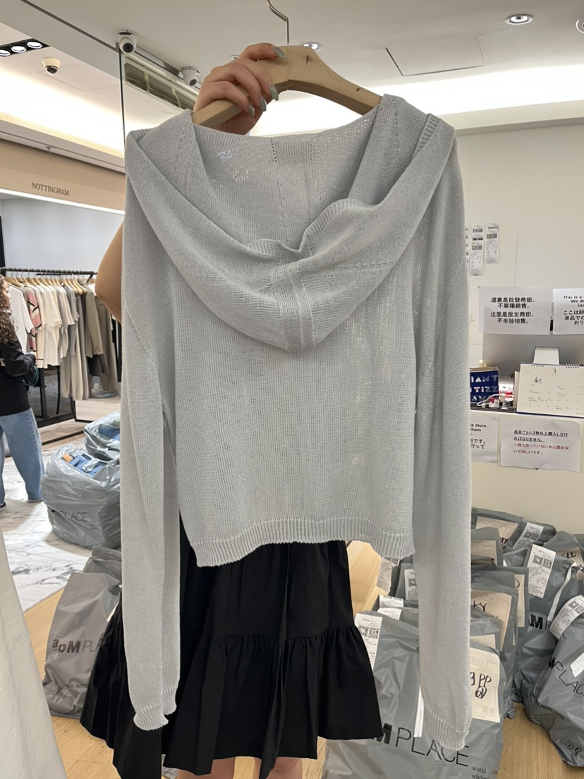 TIZZI韓國㊣直郵東大門代購女裝新品時尚針織衫破洞兜帽亞麻TIZZI針織衫