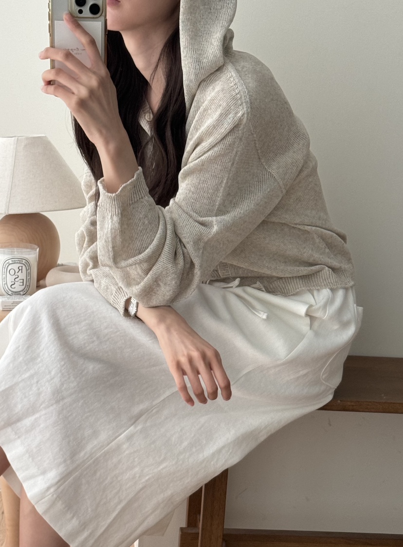 TIZZI韓國㊣直郵東大門代購女裝新品時尚針織衫破洞兜帽亞麻TIZZI針織衫