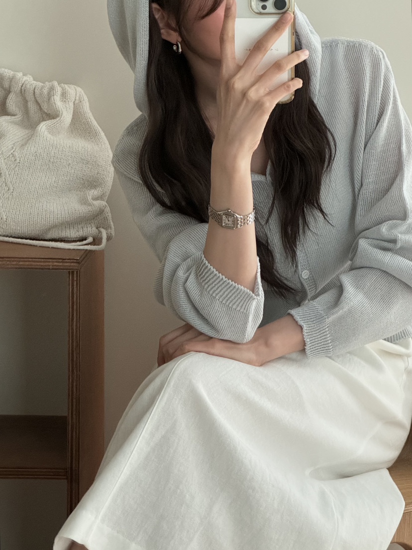 TIZZI韓國㊣直郵東大門代購女裝新品時尚針織衫破洞兜帽亞麻TIZZI針織衫
