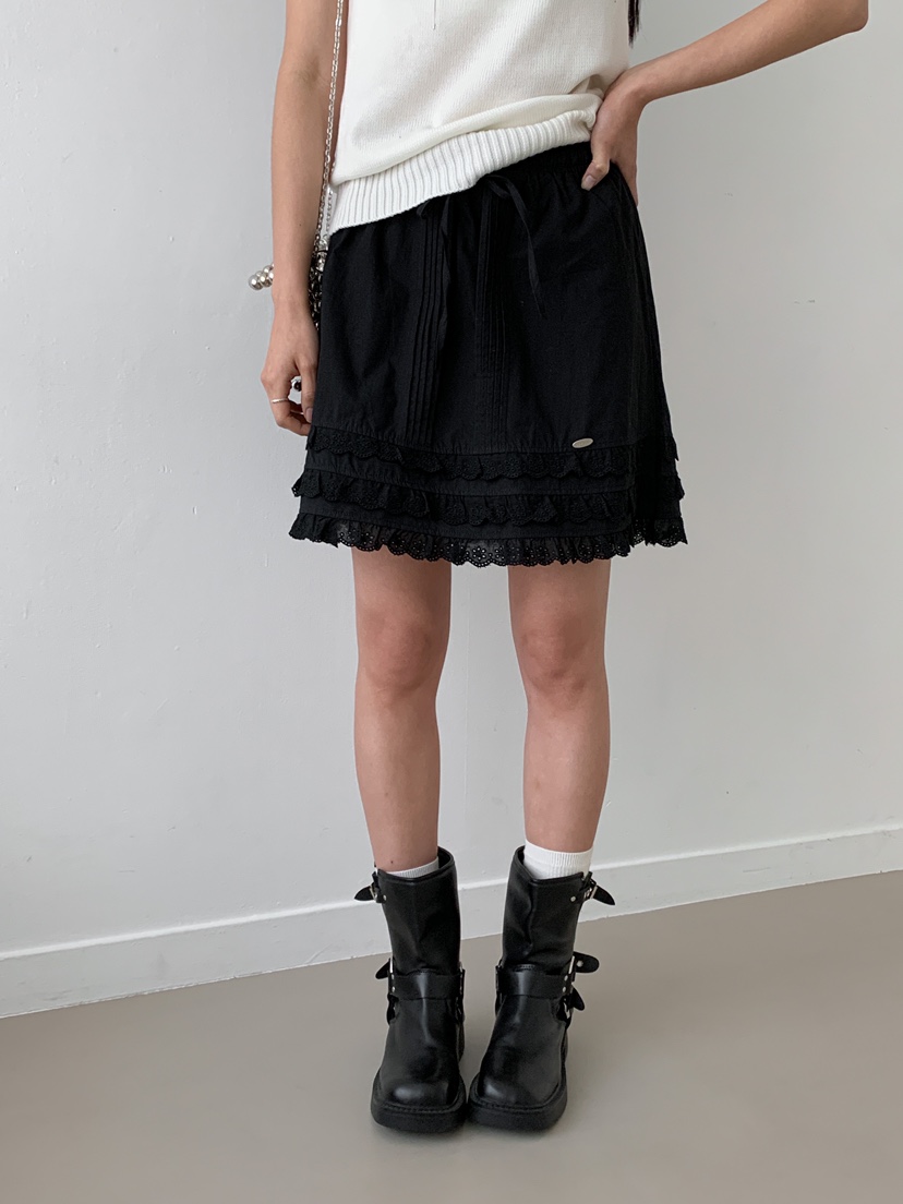 GOYOU韓國直郵㊣女裝新款推薦熱賣25春夏時尚人氣休閑短裙蕾絲de goyou短裙圖色2