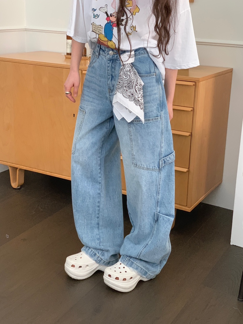 JKICHI韓國直郵㊣東大門實拍女裝新款休閑時尚人氣推薦牛仔褲JKICHI牛仔褲
