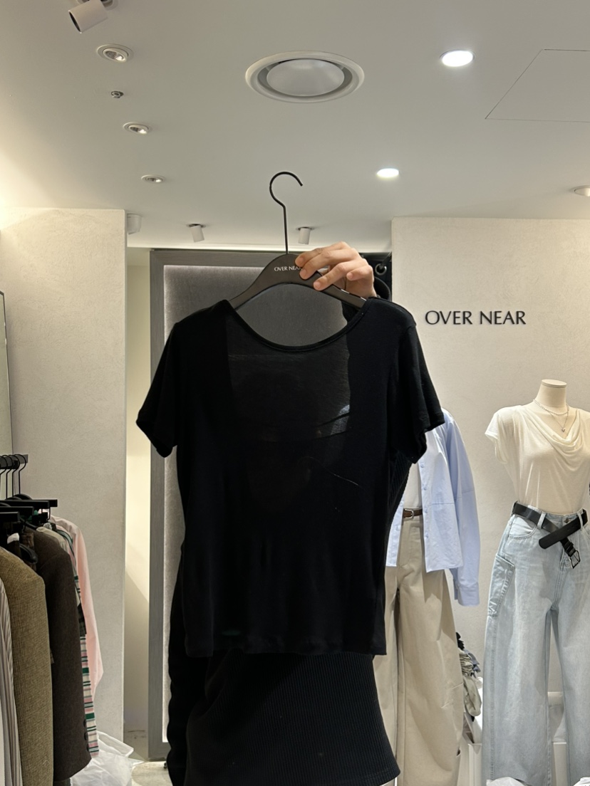 OVER NEAP韓國㊣直郵東大門代購女裝新品熱賣休閑推薦T恤絲綢OVER NEART恤圖色3