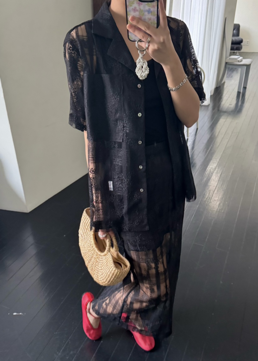 OUPPT直郵韓國代購㊣女裝新款25春夏時尚熱賣休閑襯衫蕾絲衫OUPPT襯衫/蕾絲衫