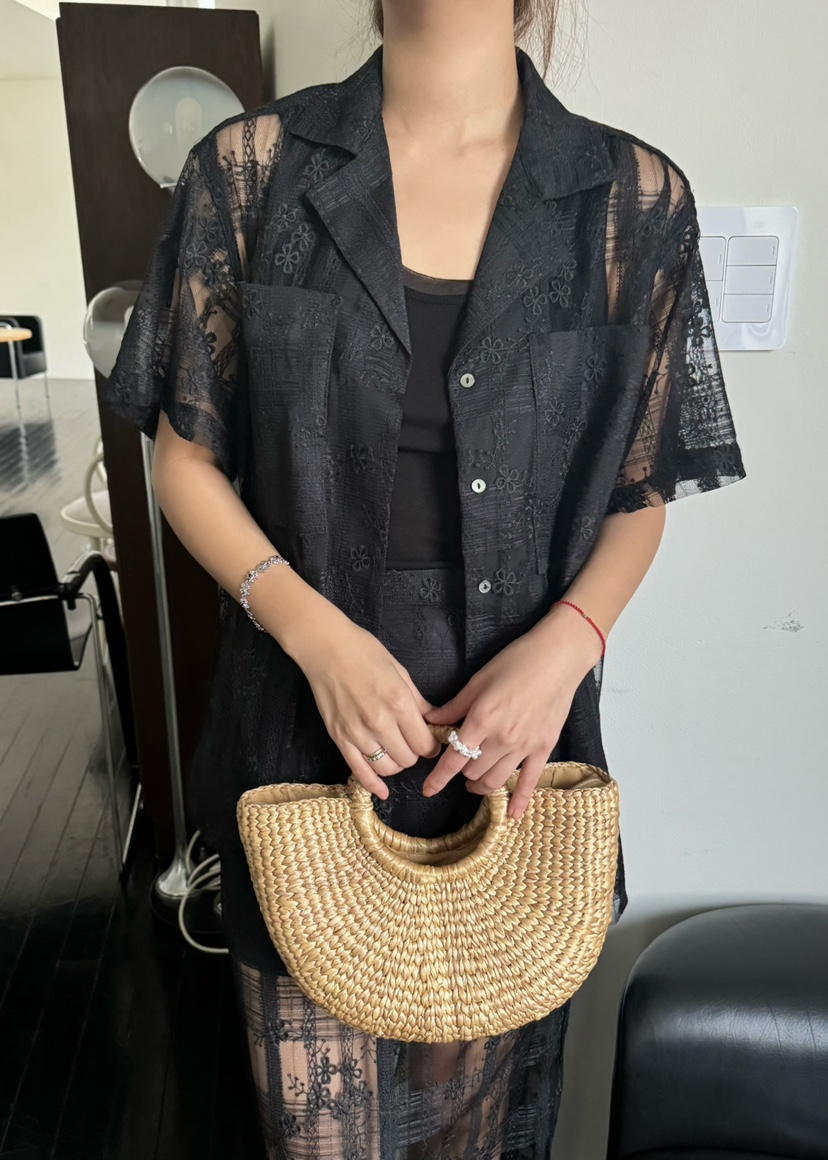 OUPPT直郵韓國代購㊣女裝新款25春夏時尚熱賣休閑襯衫蕾絲衫OUPPT襯衫/蕾絲衫