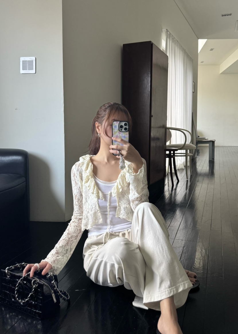 OUPPT韓國㊣直郵東大門代購女裝新款25春夏襯衫蕾絲衫蕾絲開衫OUPPT襯衫/蕾絲衫