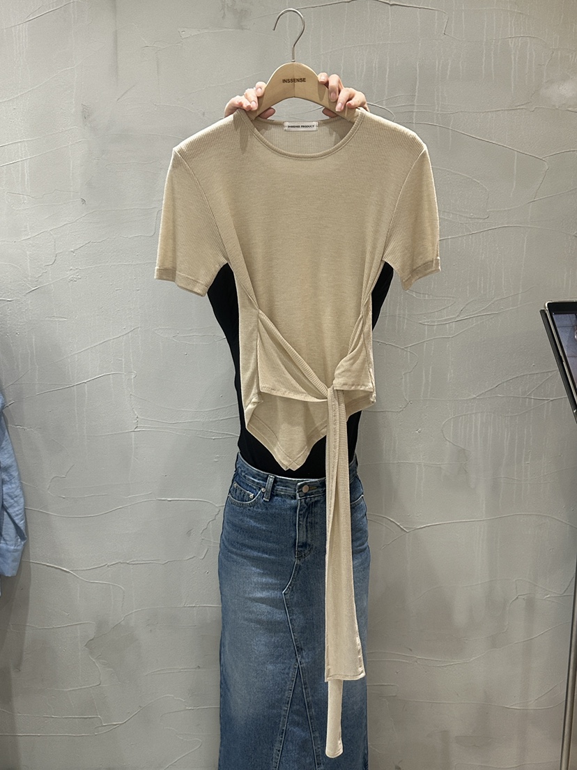 INSSENSE-A直郵韓國代購㊣女裝新品休閑時尚推薦25春夏T恤天絲INSSENSE-AT恤圖色2