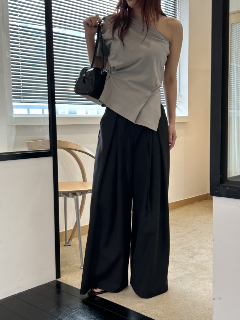 OVER NEAP直郵韓國代購㊣女裝新款人氣時尚25春夏休閑褲含腰繩OVER NEAP休閑褲