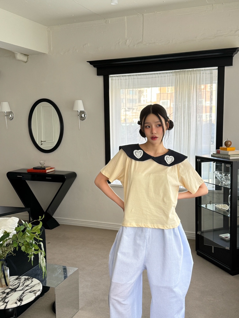 MAISONDEGLORY直郵韓國代購㊣女裝新品25春夏時尚熱賣推薦T恤MAISON DE GLORYT恤