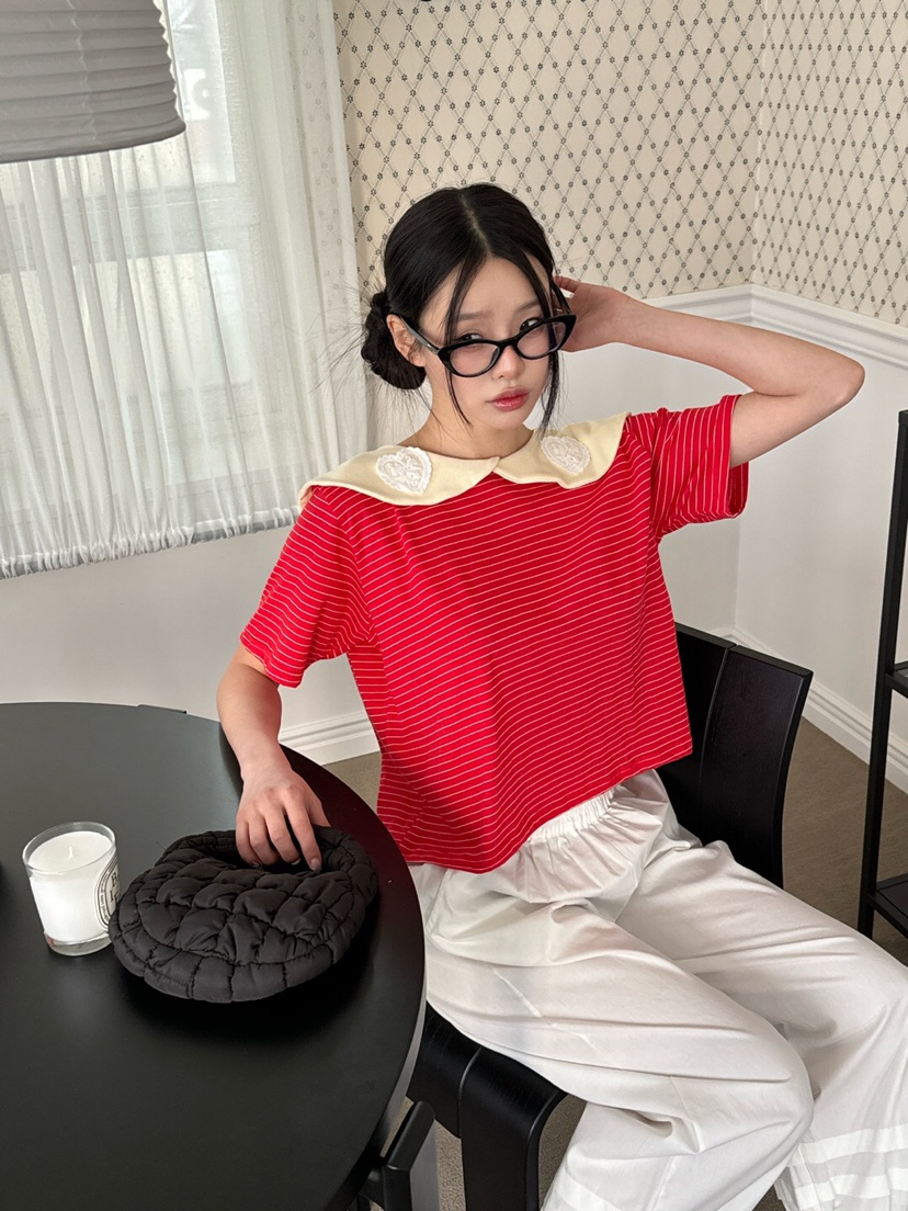MAISONDEGLORY直郵韓國代購㊣女裝新品25春夏時尚熱賣推薦T恤MAISON DE GLORYT恤