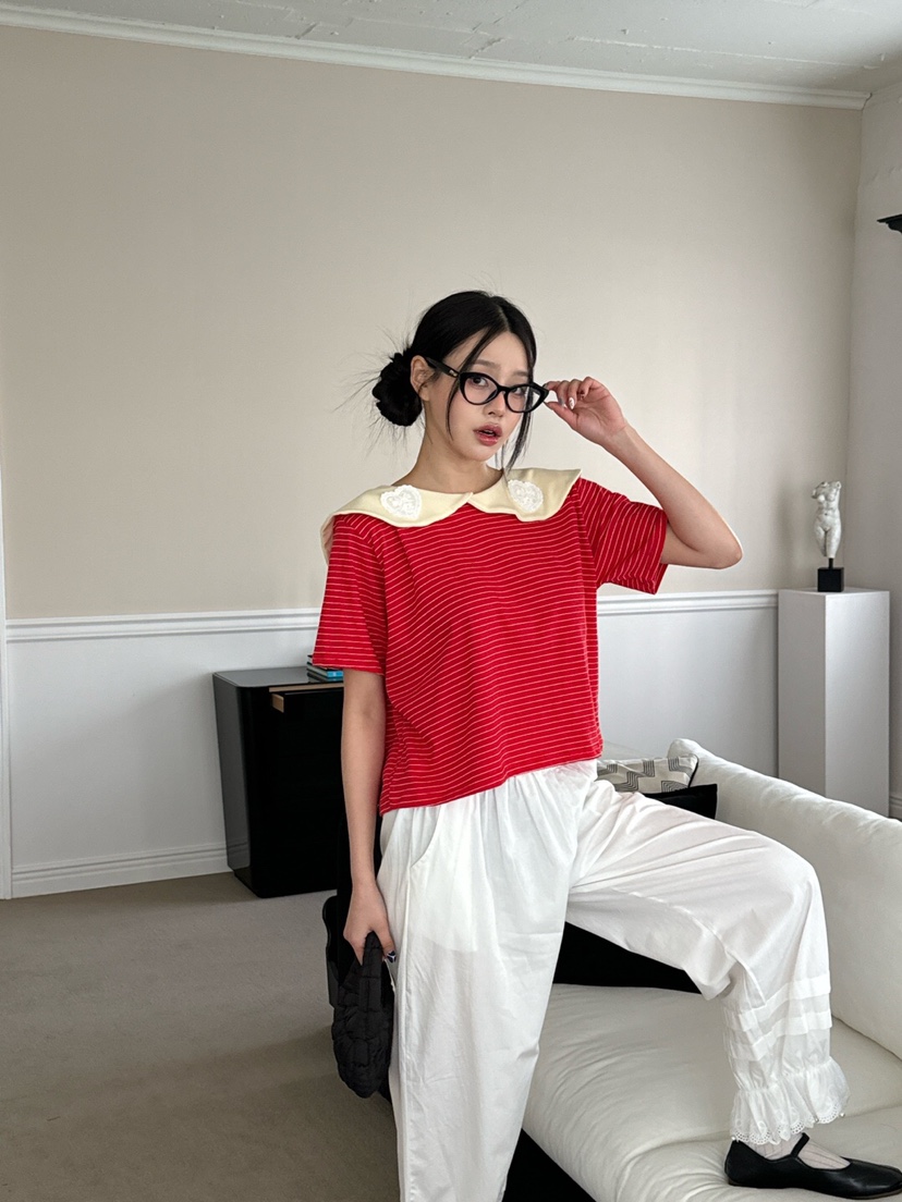 MAISONDEGLORY直郵韓國代購㊣女裝新品25春夏時尚熱賣推薦T恤MAISON DE GLORYT恤