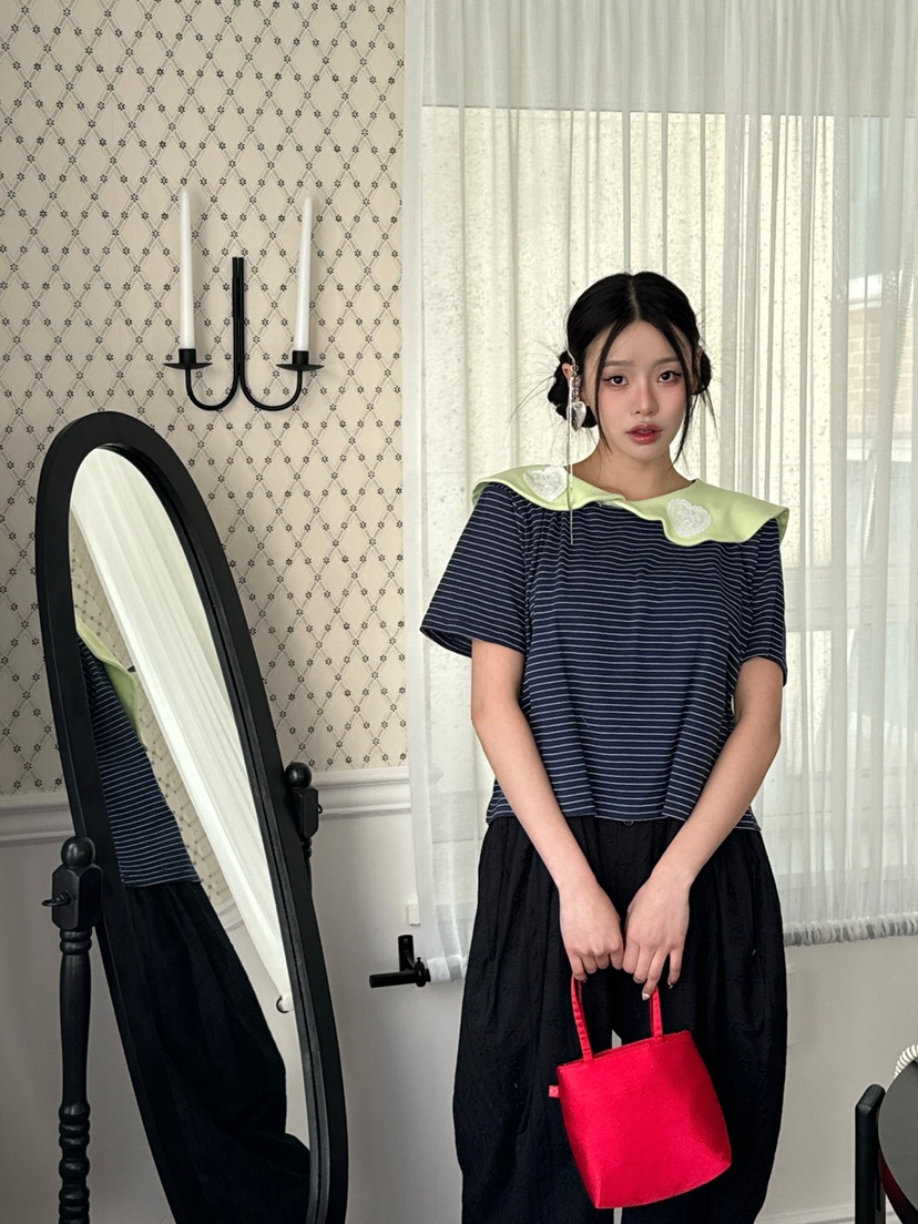 MAISONDEGLORY直郵韓國代購㊣女裝新品25春夏時尚熱賣推薦T恤MAISON DE GLORYT恤