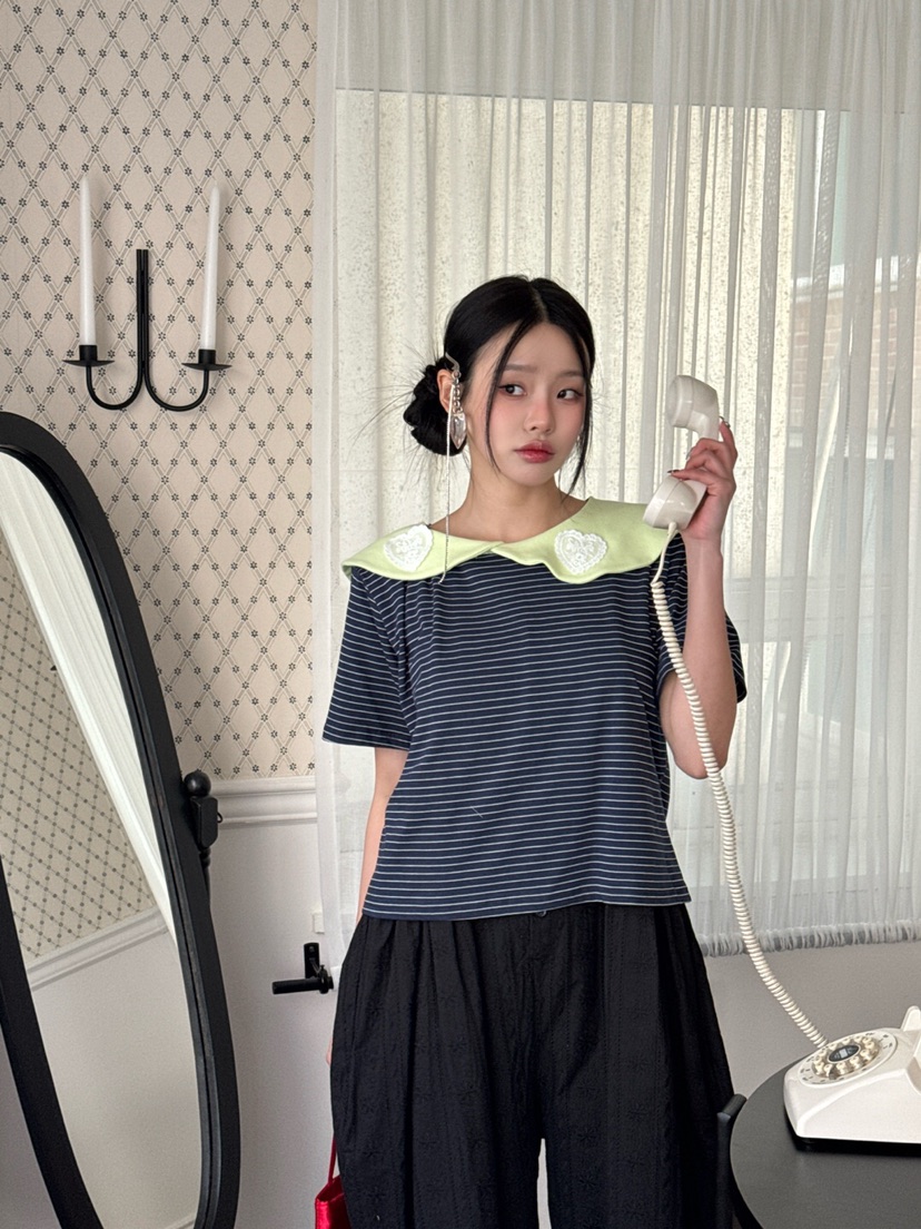 MAISONDEGLORY直郵韓國代購㊣女裝新品25春夏時尚熱賣推薦T恤MAISON DE GLORYT恤圖色2