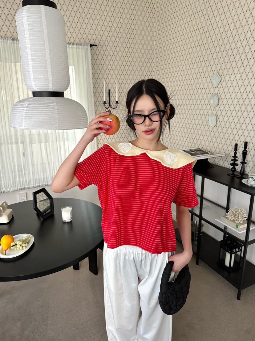 MAISONDEGLORY直郵韓國代購㊣女裝新品25春夏時尚熱賣推薦T恤MAISON DE GLORYT恤圖色4