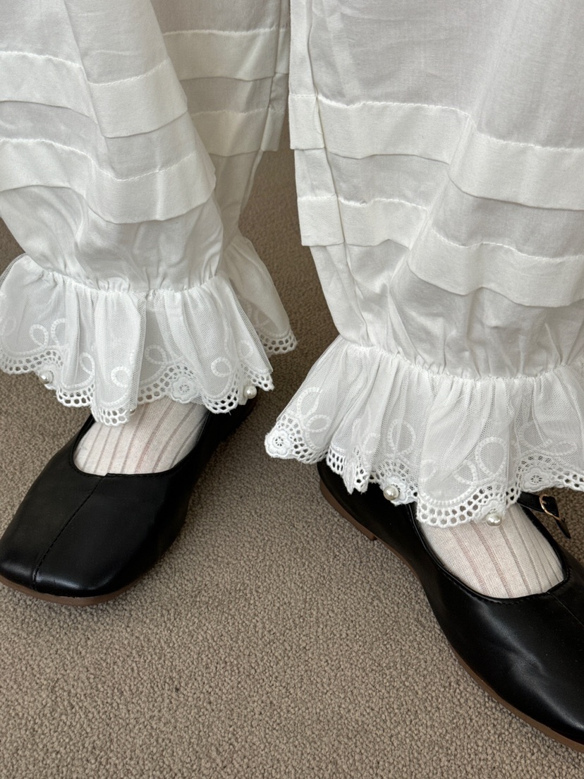 MAISONDEGLORY韓國㊣直郵東大門代購女裝新品人氣休閑褲蕾絲MAISON DE GLORY休閑褲