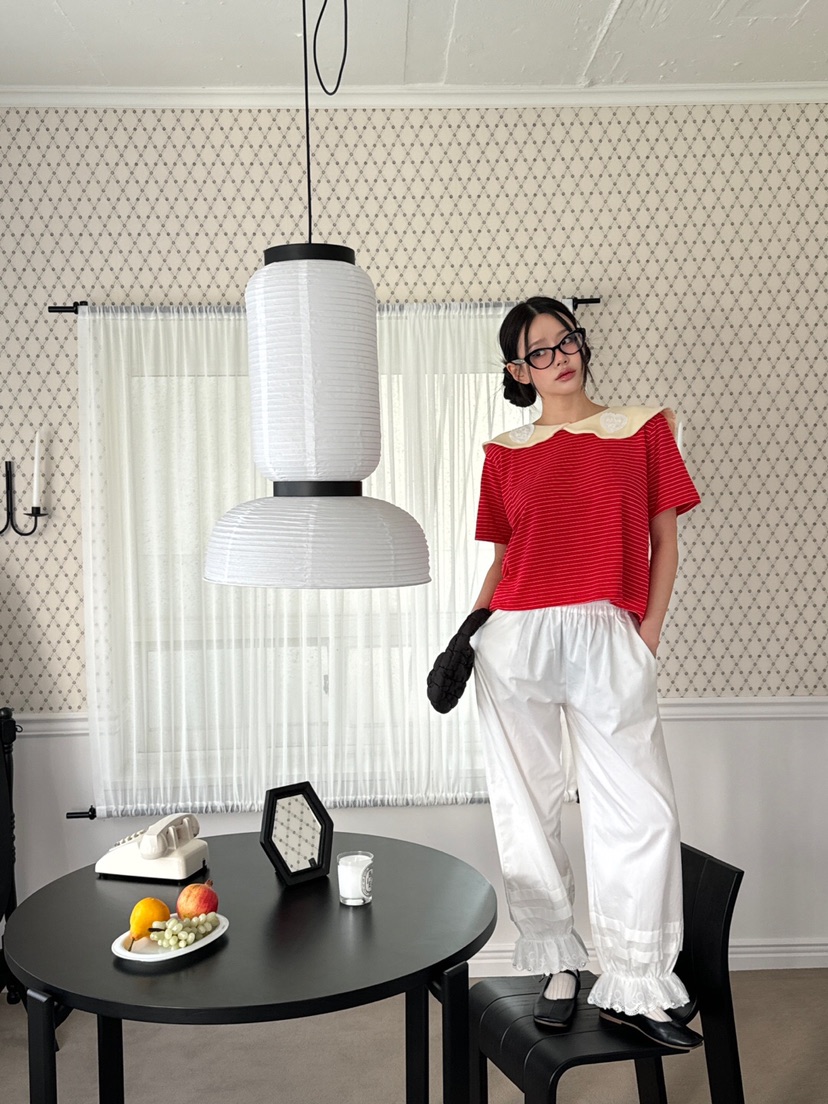 MAISONDEGLORY韓國㊣直郵東大門代購女裝新品人氣休閑褲蕾絲MAISON DE GLORY休閑褲