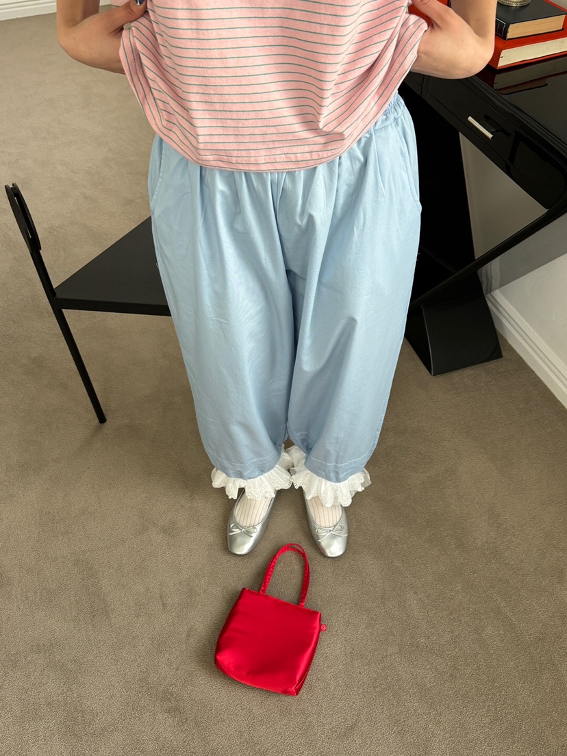 MAISONDEGLORY韓國㊣直郵東大門代購女裝新品人氣休閑褲蕾絲MAISON DE GLORY休閑褲