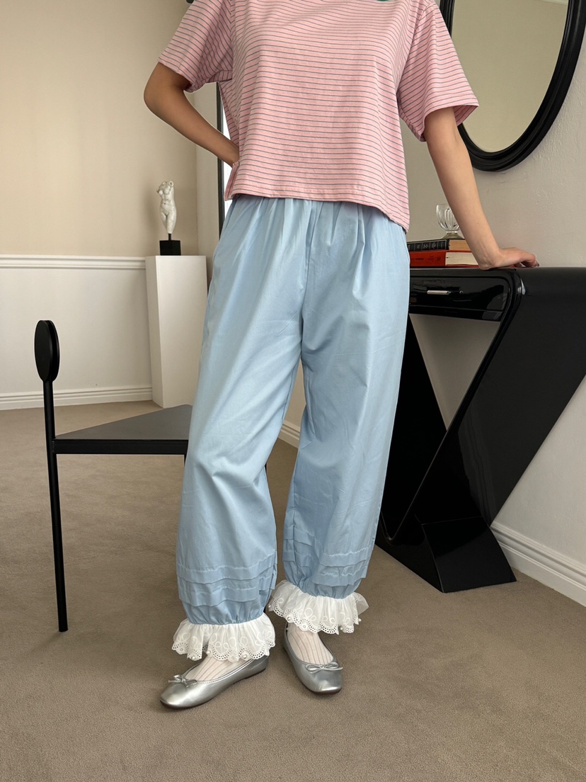 MAISONDEGLORY韓國㊣直郵東大門代購女裝新品人氣休閑褲蕾絲MAISON DE GLORY休閑褲