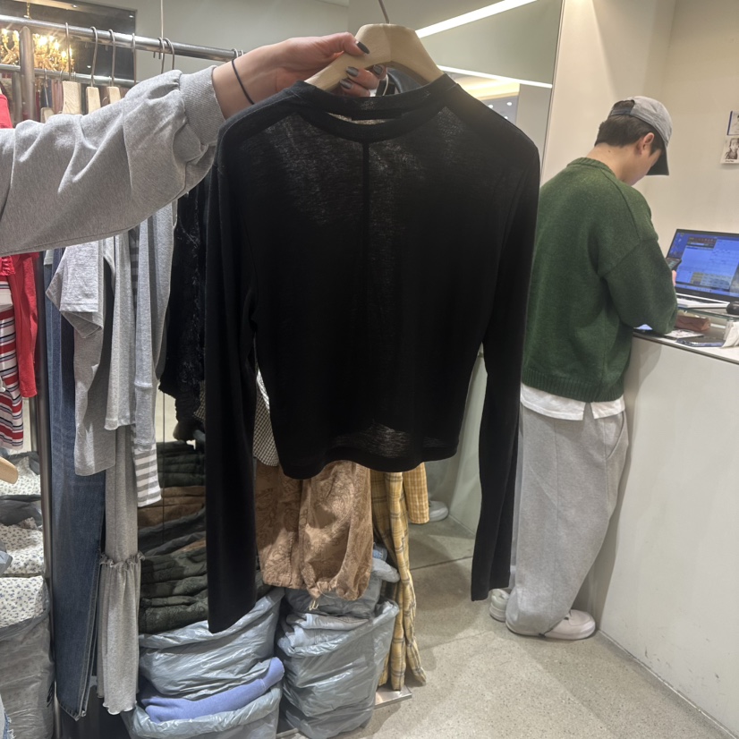 SUNDER MARKET直郵韓國代購㊣女裝新款休閑時尚推薦長袖T恤SUNDER MARKET長袖T恤