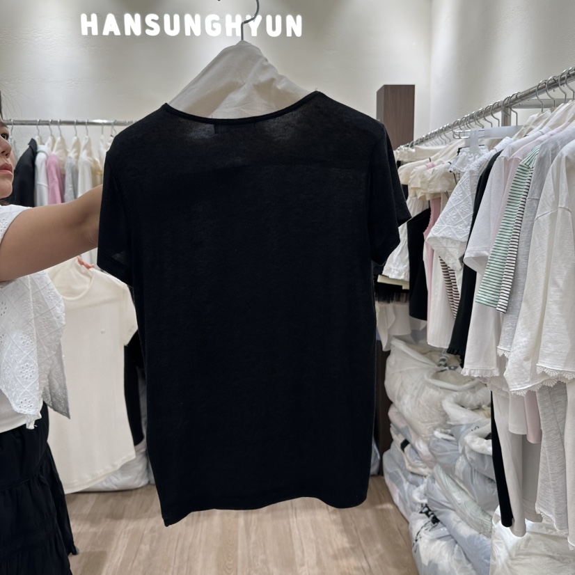 HANSUNGHYUN韓國㊣直郵東大門代購女裝新款人氣時尚T恤刺繡HANSUNGHYUNT恤