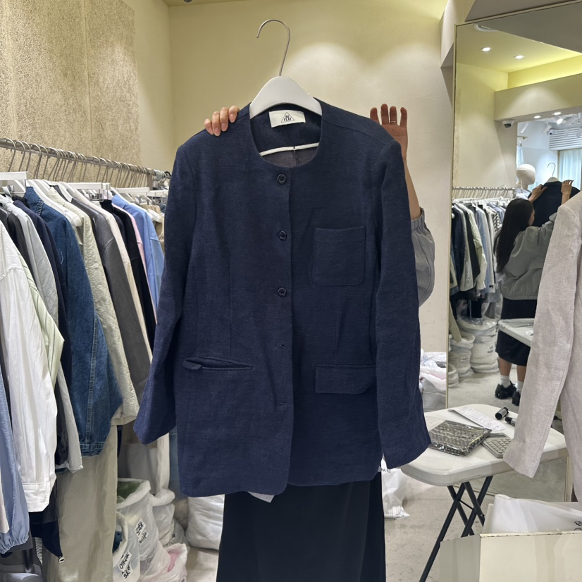 REFLAT韓國直郵㊣東大門實拍女裝新款推薦熱賣休閑夾克亞麻REFLAT夾克圖色1