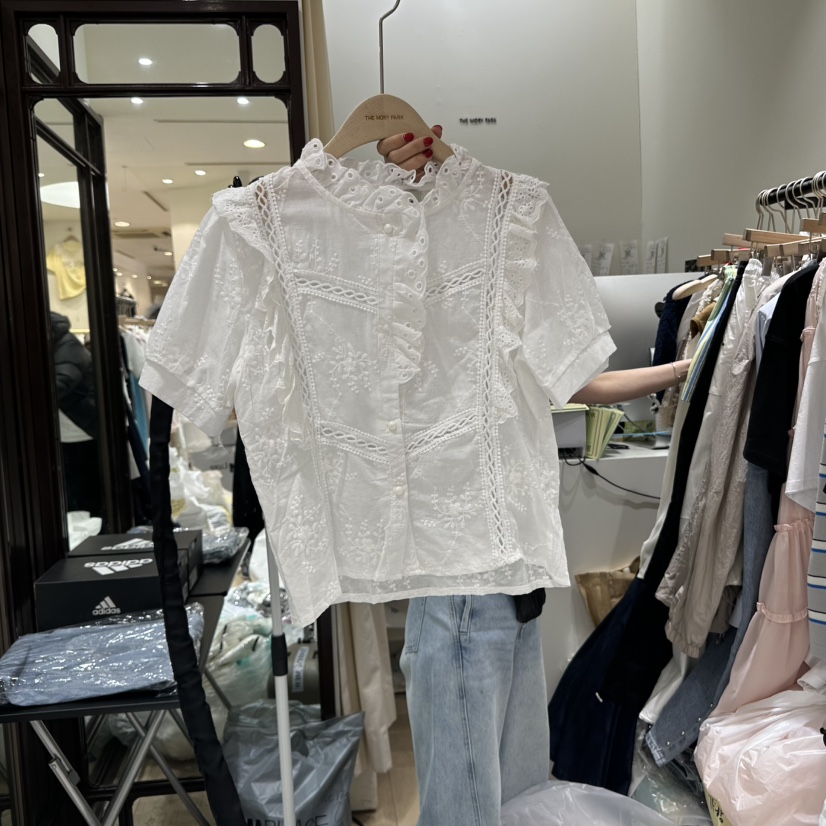 THEMORYPARK韓國㊣直郵東大門代購女裝新品推薦休閑襯衫蕾絲衫THE MORY PARK襯衫/蕾絲衫圖色1